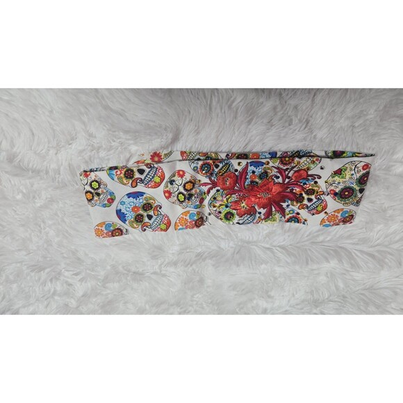 Sugar Skull Handmade Colorful Bling Rhinestone Biker Tie Head Band - Picture 10 of 12